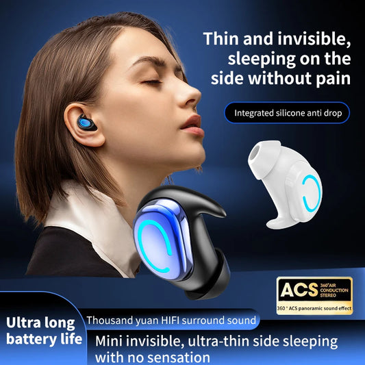 Invisible Sleep Mini Single In-Ear Earphones Run Sport Wireless Bluetooth Earbuds IPX5 Waterproof  ENC Noise Cancelling Headset