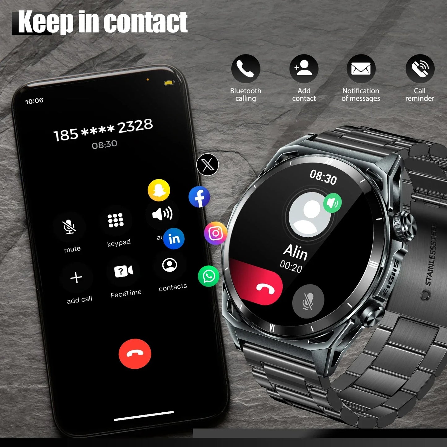 Xiaomi Smart Watch KE6 1.43" AMOLED Display Men Black Sports Watch KE Series Bluetooth Call Health Monitor IP68 Waterproof All