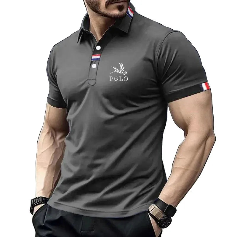 Summer short sleeved polo shirt men's plus size T-shirt slim fit short sleeved lapel T-shirt