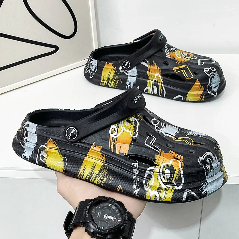 Fashion Men Slippers Comfort Beach Sandals Non-slip Garden Shoes Chef Shoes Summer Casual shoes Nurse Doctor Shoes Flip Flops