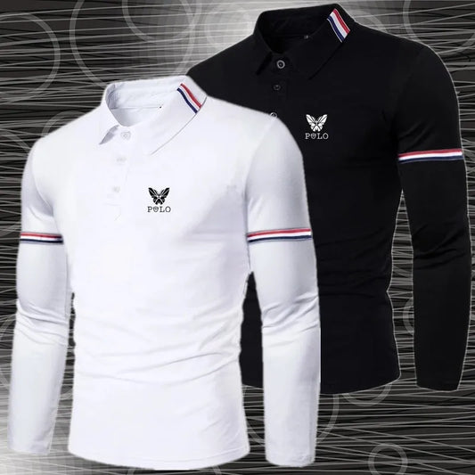 Brand new Autumn new men's long sleeved polo shirt breathable slim casual T-shirt