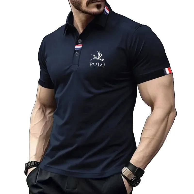 Summer short sleeved polo shirt men's plus size T-shirt slim fit short sleeved lapel T-shirt