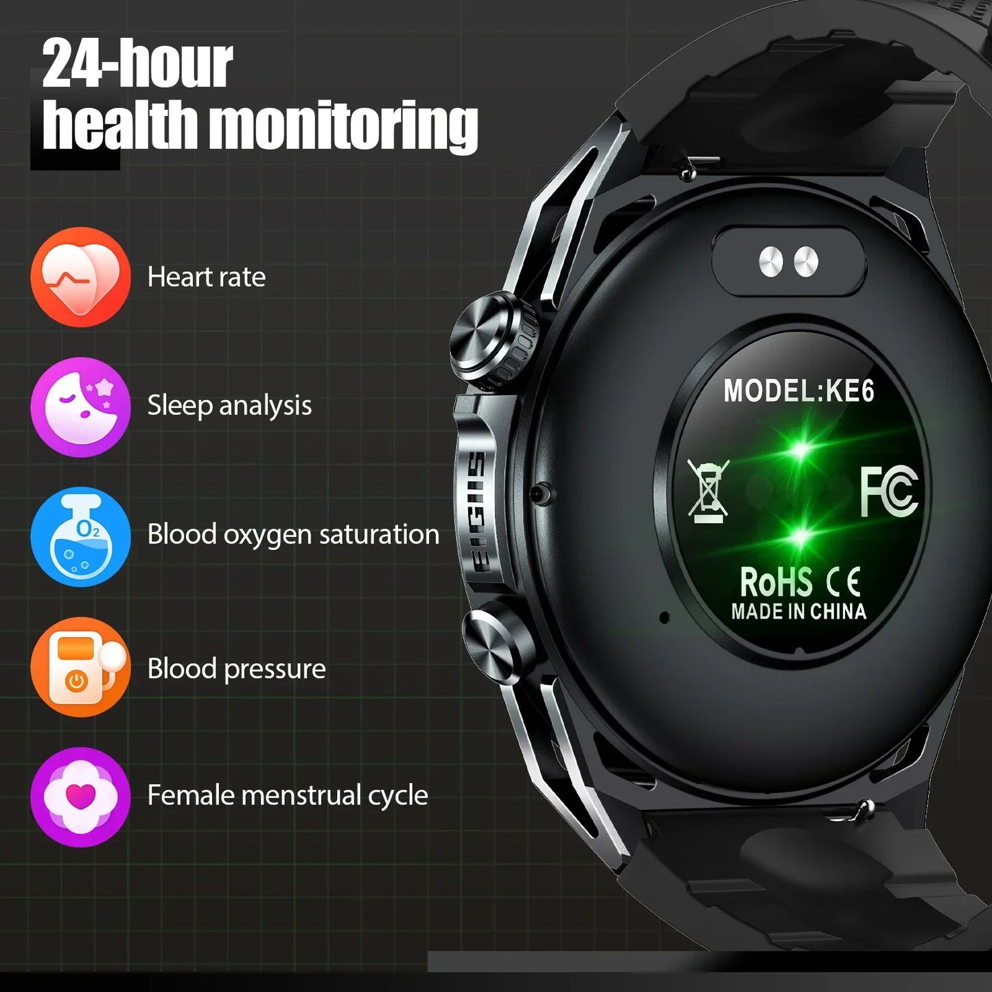 Xiaomi Smart Watch KE6 1.43" AMOLED Display Men Black Sports Watch KE Series Bluetooth Call Health Monitor IP68 Waterproof All