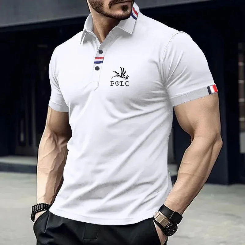 Summer short sleeved polo shirt men's plus size T-shirt slim fit short sleeved lapel T-shirt