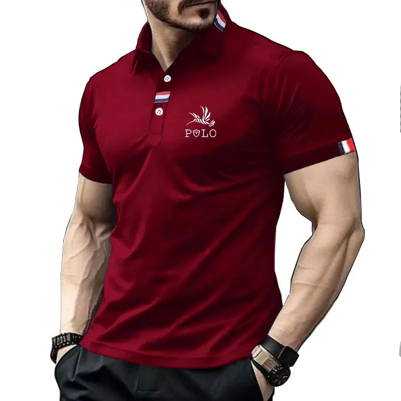 Summer short sleeved polo shirt men's plus size T-shirt slim fit short sleeved lapel T-shirt