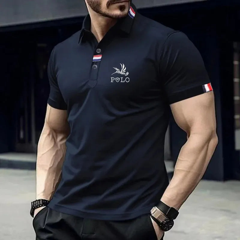 Summer short sleeved polo shirt men's plus size T-shirt slim fit short sleeved lapel T-shirt