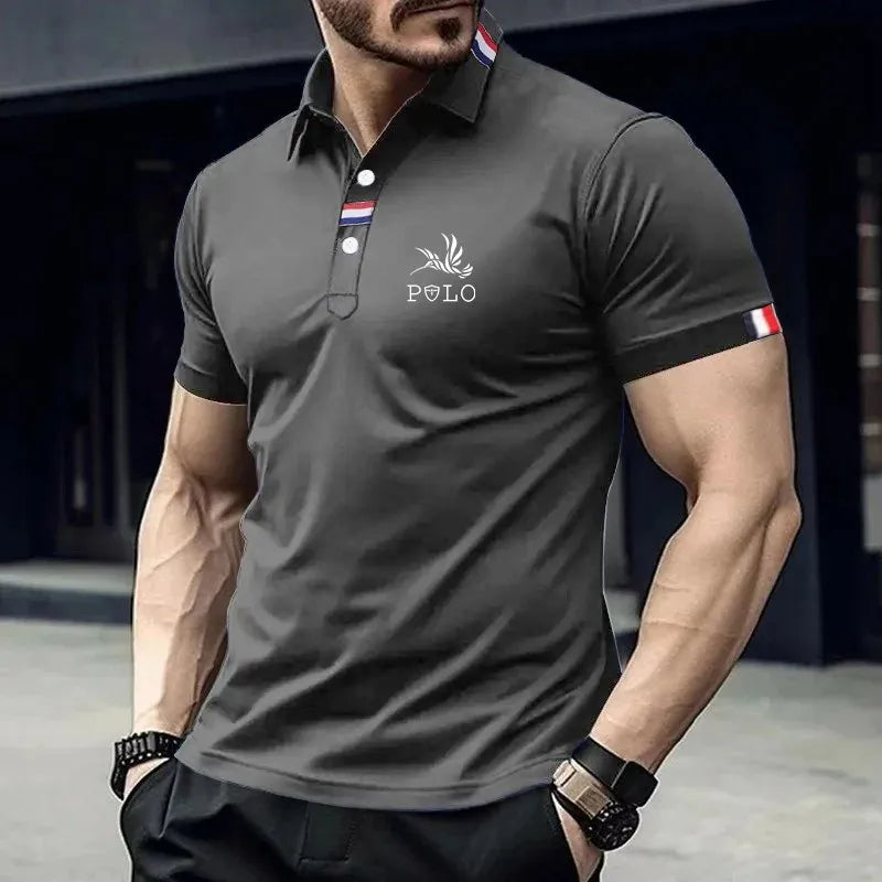 Summer short sleeved polo shirt men's plus size T-shirt slim fit short sleeved lapel T-shirt