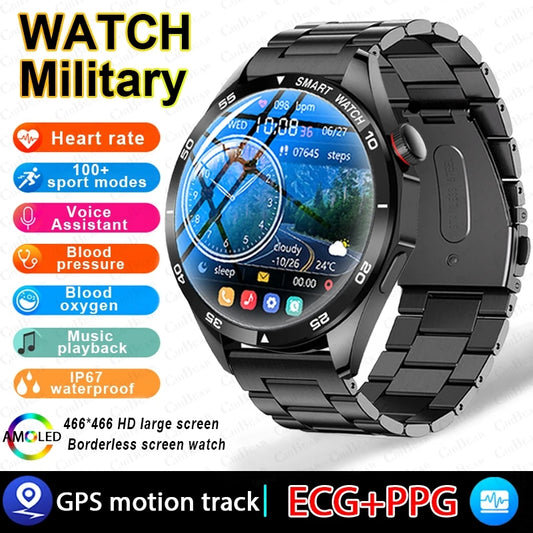 For Huawei Smartwatch Men AMOLED HD Screen GPS Motion Tracking Waterproof Watch Voice Assistant Bluetooth Call Smart Watch Women